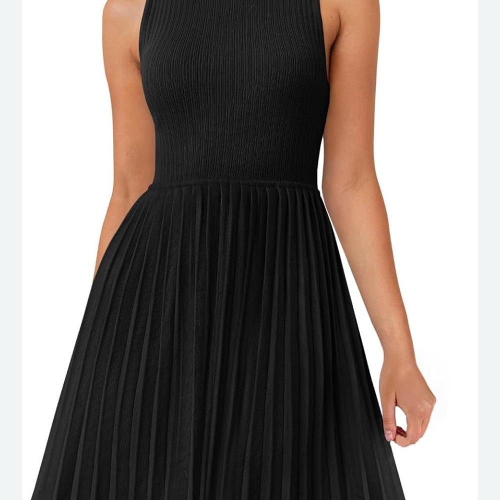 Nanette Lepore Black Pleated Midi Dress